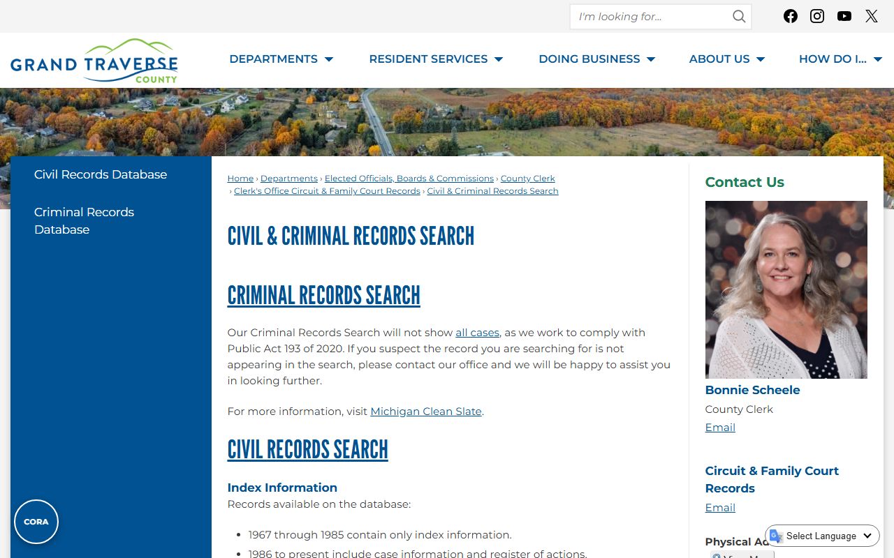 Grand Traverse County court records after jail arrest clerk criminal records search
